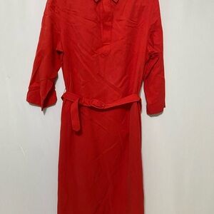 Anne Klein Red Buttoned Polo Collar Dress